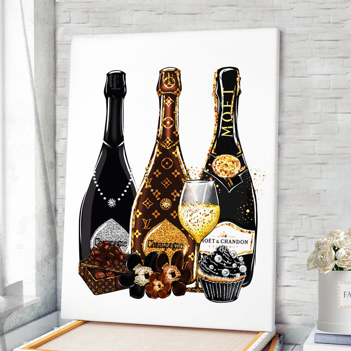 Champagne Wall Art - Fashion wall art - Fashion Gift - Canvas Wall Art - Fashion Poster