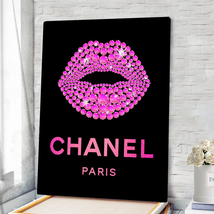 Rhinestone Lips - Fashion Wall Art - Canvas Wall Art - Fashion Poster