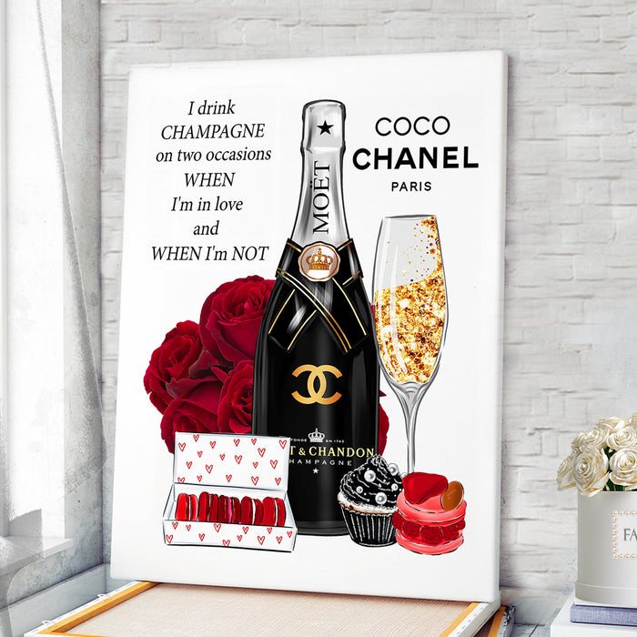 Champagne Wall Art - Fashion wall art - Fashion Gift - Canvas Wall Art - Fashion Poster