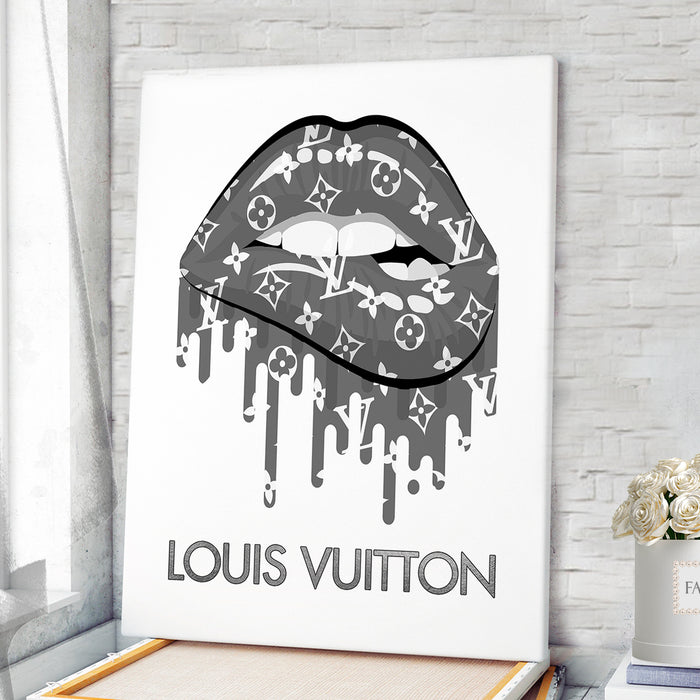 Silver Lips Print - Fashion prints - Fashion Wall Art - Canvas Wall Art - Fashion Poster