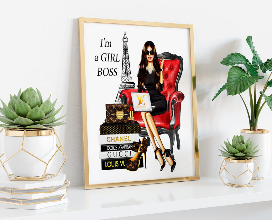 Girl Boss Illustration - Fashion prints - Fashion Wall Art - Canvas Wall Art - Fashion Poster