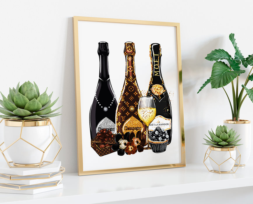 Champagne Wall Art - Fashion wall art - Fashion Gift - Canvas Wall Art - Fashion Poster