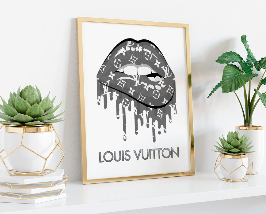 Silver Lips Print - Fashion prints - Fashion Wall Art - Canvas Wall Art - Fashion Poster