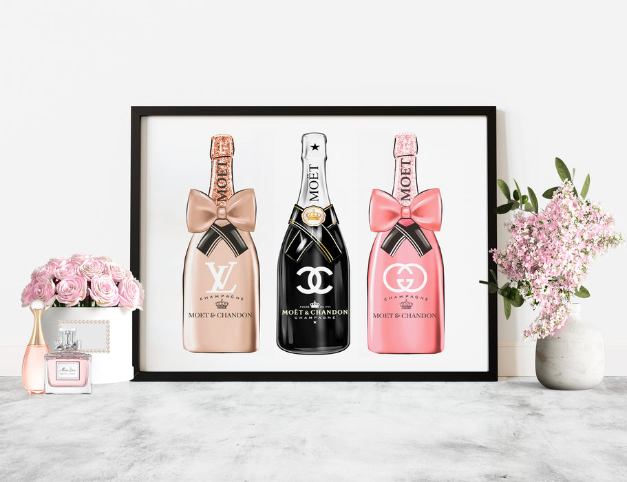 Champagne Wall Art - Fashion wall art - Fashion Gift - Canvas Wall Art - Fashion Poster