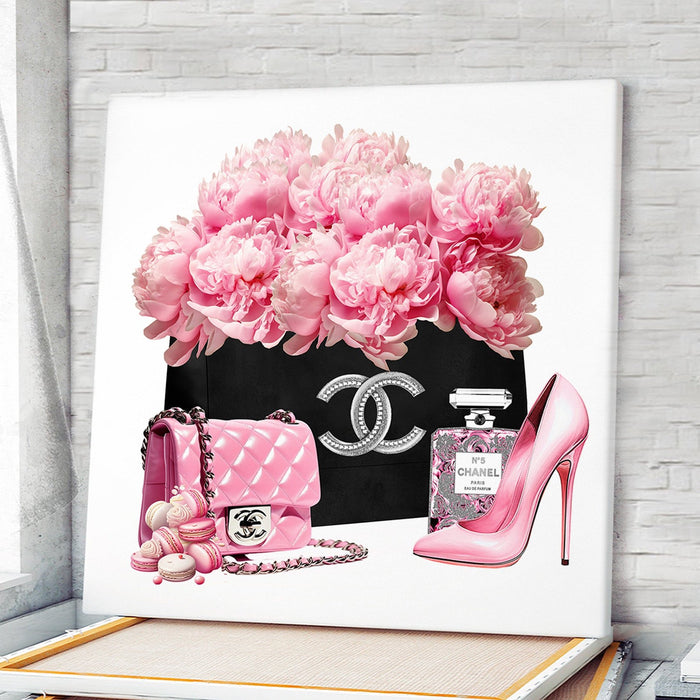 Fashion print with pink peony - Fashion wall art - Canvas Wall Art - Fashion Poster