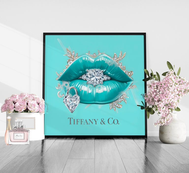 Turquoise Lips Print - Fashion Wall Art - Fashion Prints - Canvas Wall Art - Fashion Poster