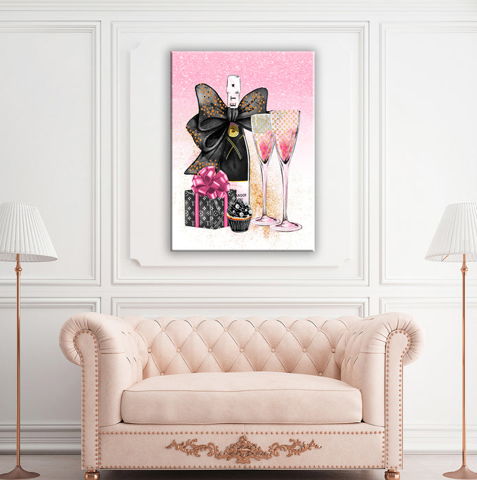 Champagne Wall Art - Fashion wall art - Fashion Gift - Canvas Wall Art - Fashion Poster