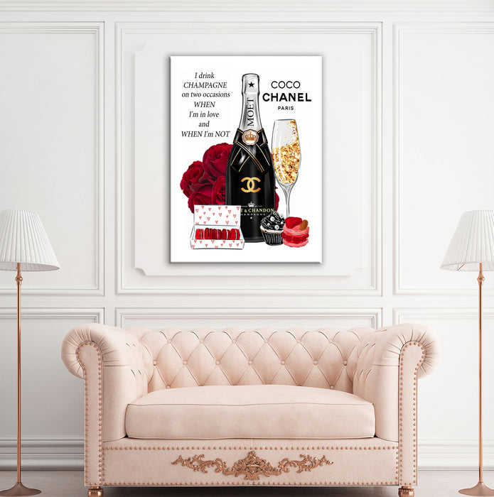 Champagne Wall Art - Fashion wall art - Fashion Gift - Canvas Wall Art - Fashion Poster