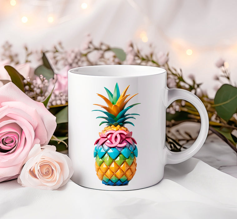 Kaffeetasse aus Keramik, 11 oz, 15 oz – Ananas-Print – Fashion Print