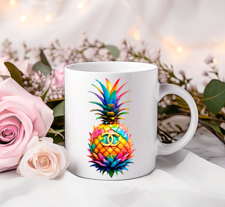 Kaffeetasse aus Keramik, 11 oz, 15 oz – Ananas-Print – Fashion Print