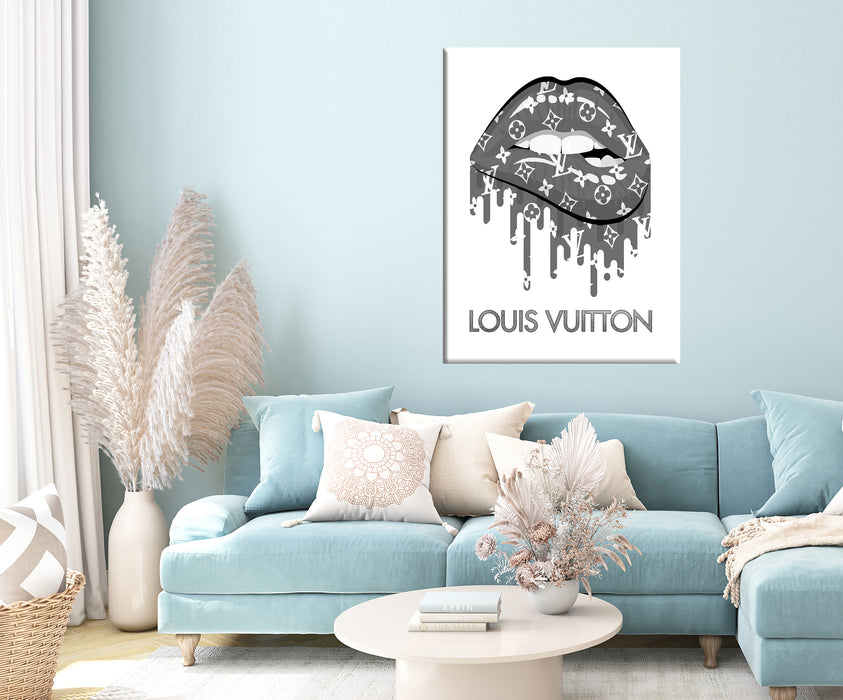 Silver Lips Print - Fashion prints - Fashion Wall Art - Canvas Wall Art - Fashion Poster