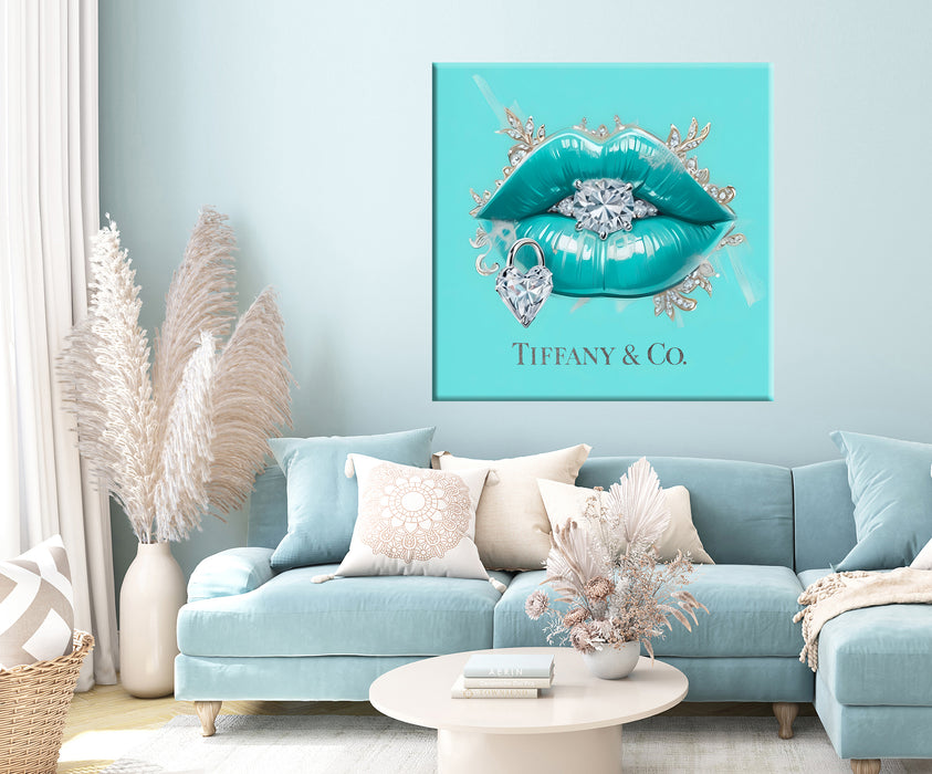 Turquoise Lips Print - Fashion Wall Art - Fashion Prints - Canvas Wall Art - Fashion Poster