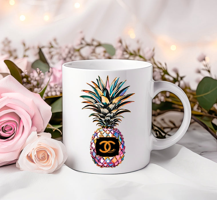 Kaffeetasse aus Keramik, 11 oz, 15 oz – Ananas-Print – Fashion Print