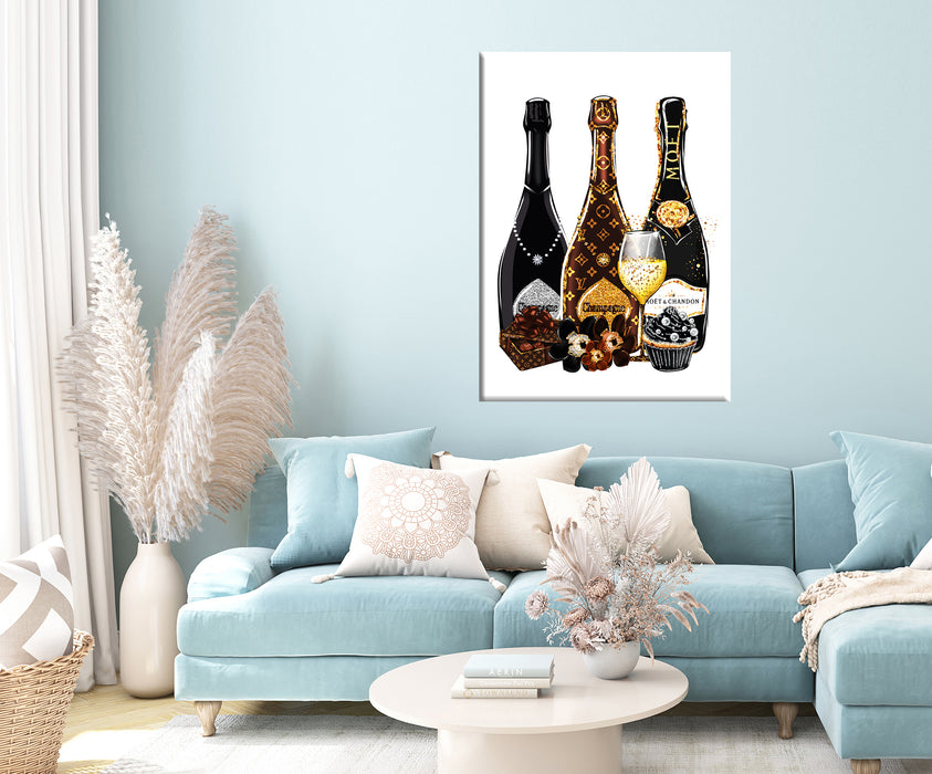 Champagne Wall Art - Fashion wall art - Fashion Gift - Canvas Wall Art - Fashion Poster