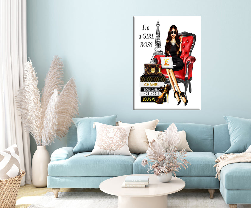 Girl Boss Illustration - Fashion prints - Fashion Wall Art - Canvas Wall Art - Fashion Poster