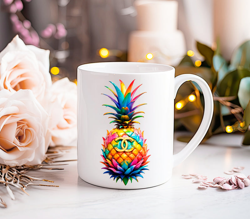 Kaffeetasse aus Keramik, 11 oz, 15 oz – Ananas-Print – Fashion Print