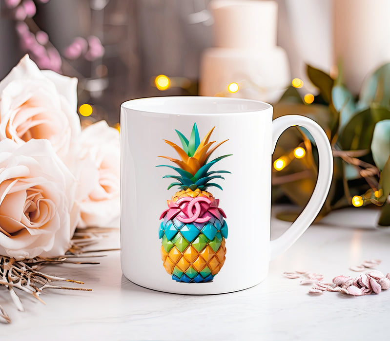 Kaffeetasse aus Keramik, 11 oz, 15 oz – Ananas-Print – Fashion Print