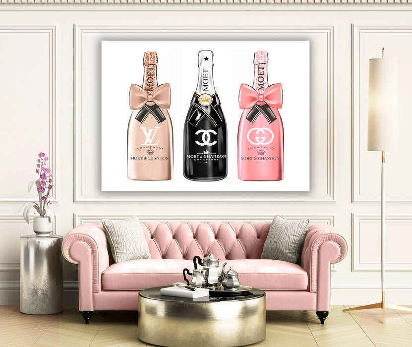 Champagne Wall Art - Fashion wall art - Fashion Gift - Canvas Wall Art - Fashion Poster