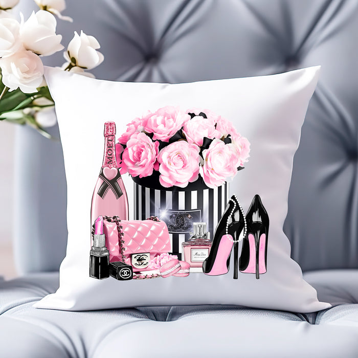 Almohada decorativa con peonía rosa - almohada de moda - funda de almohada - funda de almohada