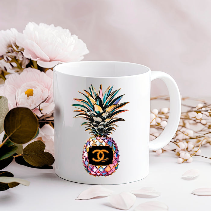 Kaffeetasse aus Keramik, 11 oz, 15 oz – Ananas-Print – Fashion Print