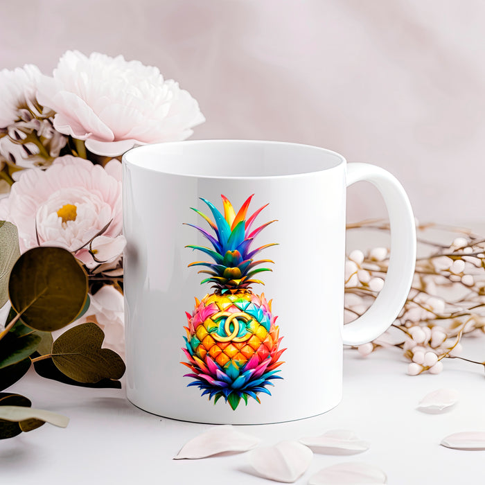 Kaffeetasse aus Keramik, 11 oz, 15 oz – Ananas-Print – Fashion Print