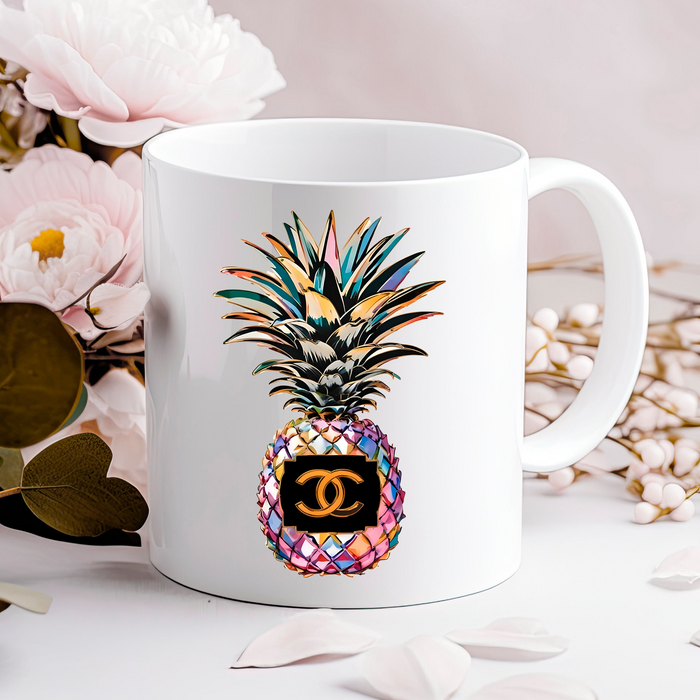 Kaffeetasse aus Keramik, 11 oz, 15 oz – Ananas-Print – Fashion Print