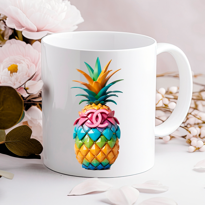 Kaffeetasse aus Keramik, 11 oz, 15 oz – Ananas-Print – Fashion Print