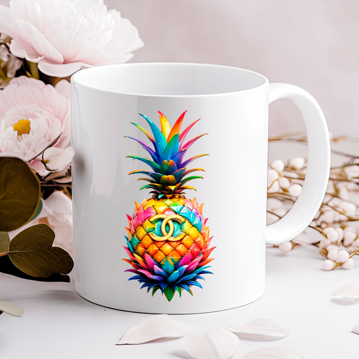 Kaffeetasse aus Keramik, 11 oz, 15 oz – Ananas-Print – Fashion Print