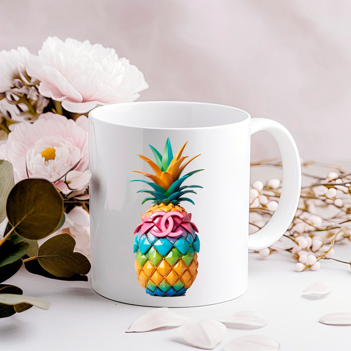 Kaffeetasse aus Keramik, 11 oz, 15 oz – Ananas-Print – Fashion Print