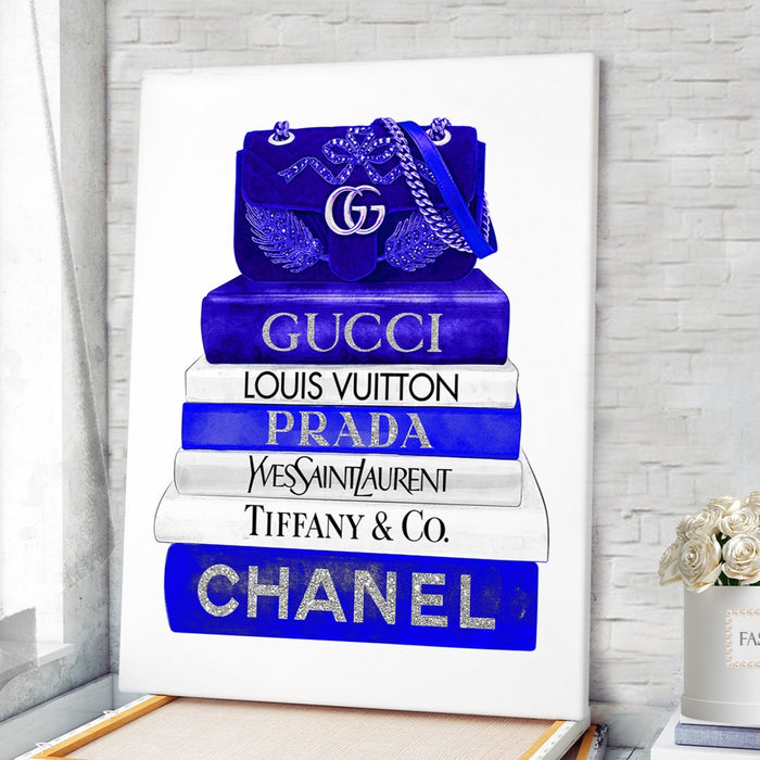 Fashion bag with Fashion books prints - Fashion Wall Art - Canvas Wall Art - Fashion Poster