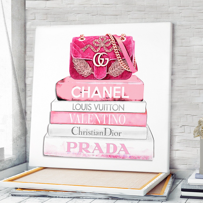 Fashion bag with Fashion books prints - Fashion Wall Art - Canvas Wall Art - Fashion Poster