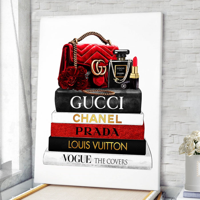 Fashion bag with Fashion books prints - Fashion Wall Art Canvas Poster