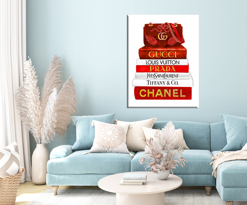 Fashion bag with Fashion books prints - Fashion Wall Art - Canvas Wall Art - Fashion Poster